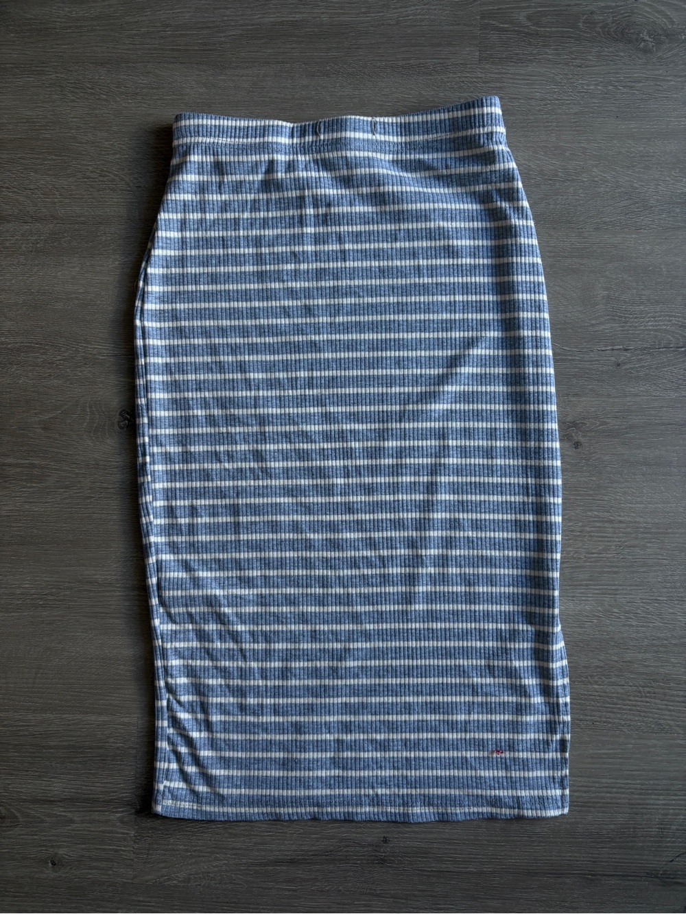 Striped Blue and White Ribbed Pencil Skirt